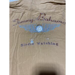 Tommy Bahama Shirt Mens Extra Large Tan Silk Relax Golf Birdie Watching Camp XL